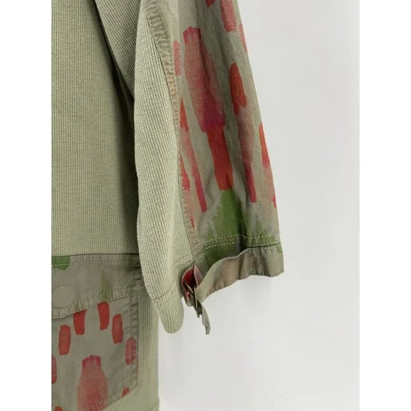 Chico's Jacket Zenergy Olive Green Zip Up Lightweight Medium Size 1 Splatter - Picture 5 of 11